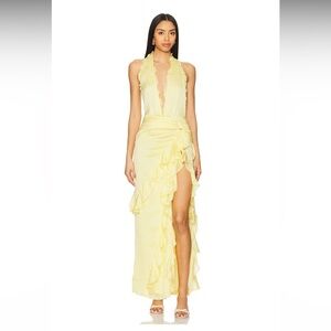 NWOT! NBD Celenia Maxi Dress in Pale Yellow